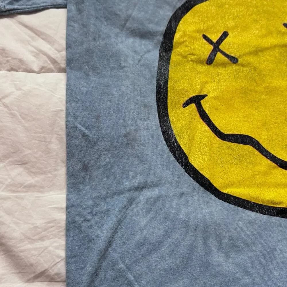 Nirvana smiley graphic band tee L casual cotton alt grunge short sleeve emo - Picture 4 of 8